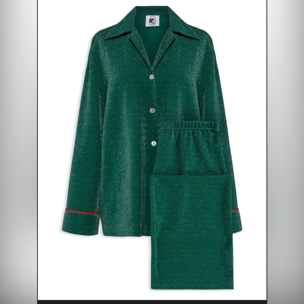 SLEEPER Saturn Lurex Pajama Set Green Size Small NWT